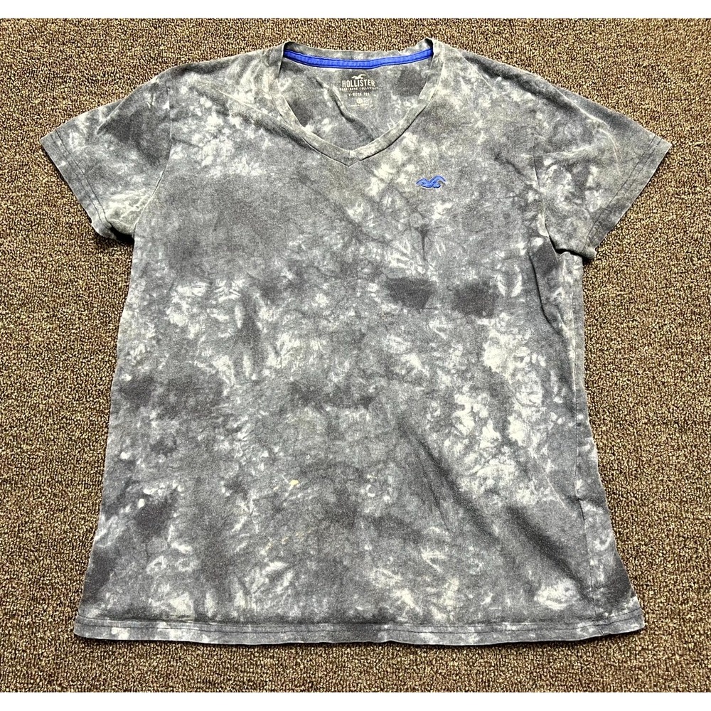 Hollister Must Have Collection T Shirt Womens XS Gray Tie Dye Cotton V Neck